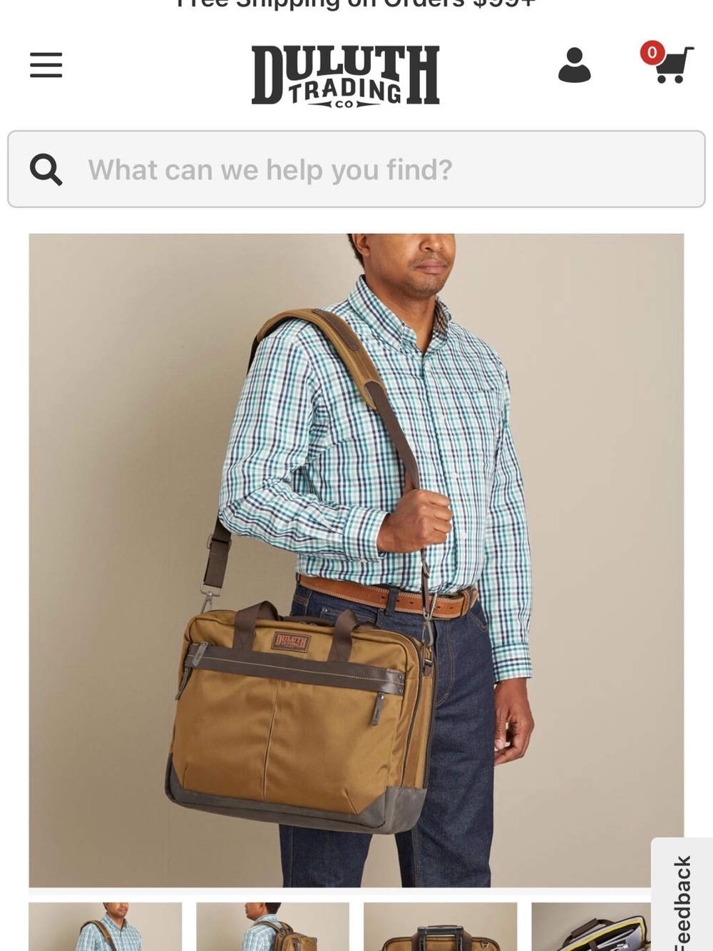 Duluth Trading Co CargoBold Beefcase Messenger Bag NWOT Retails for $165+